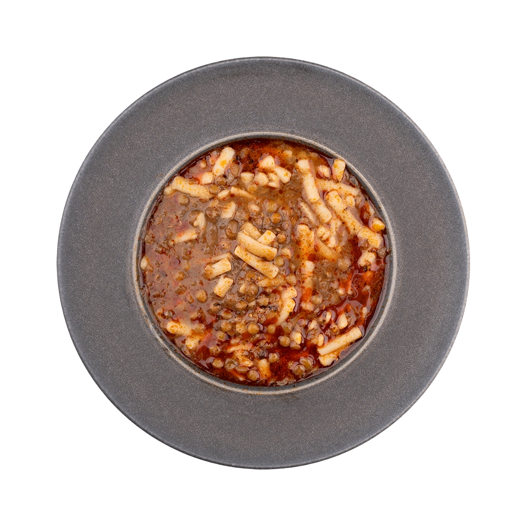 Grüne Linsen mit Nudeln